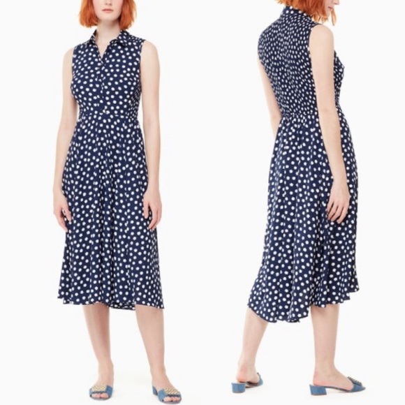 Kate Spade French Navy & White Cloud Midi Dress